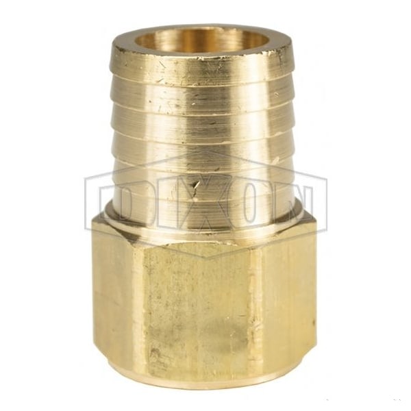 Hose Barb, 1 x 1-1/4 in, FNPT x Hose Barb, Brass, Domestic